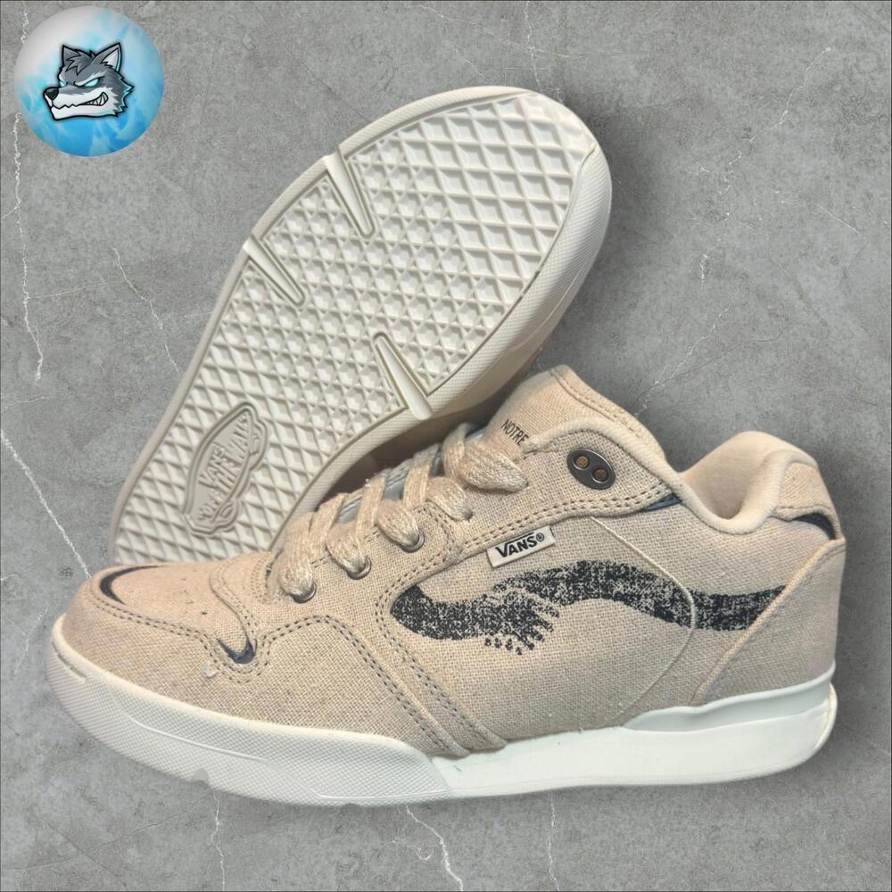 Vans Notre Rowley Shoes Mens 8.5 Tan Linen XLT Skate Sneakers Chunky Low Top